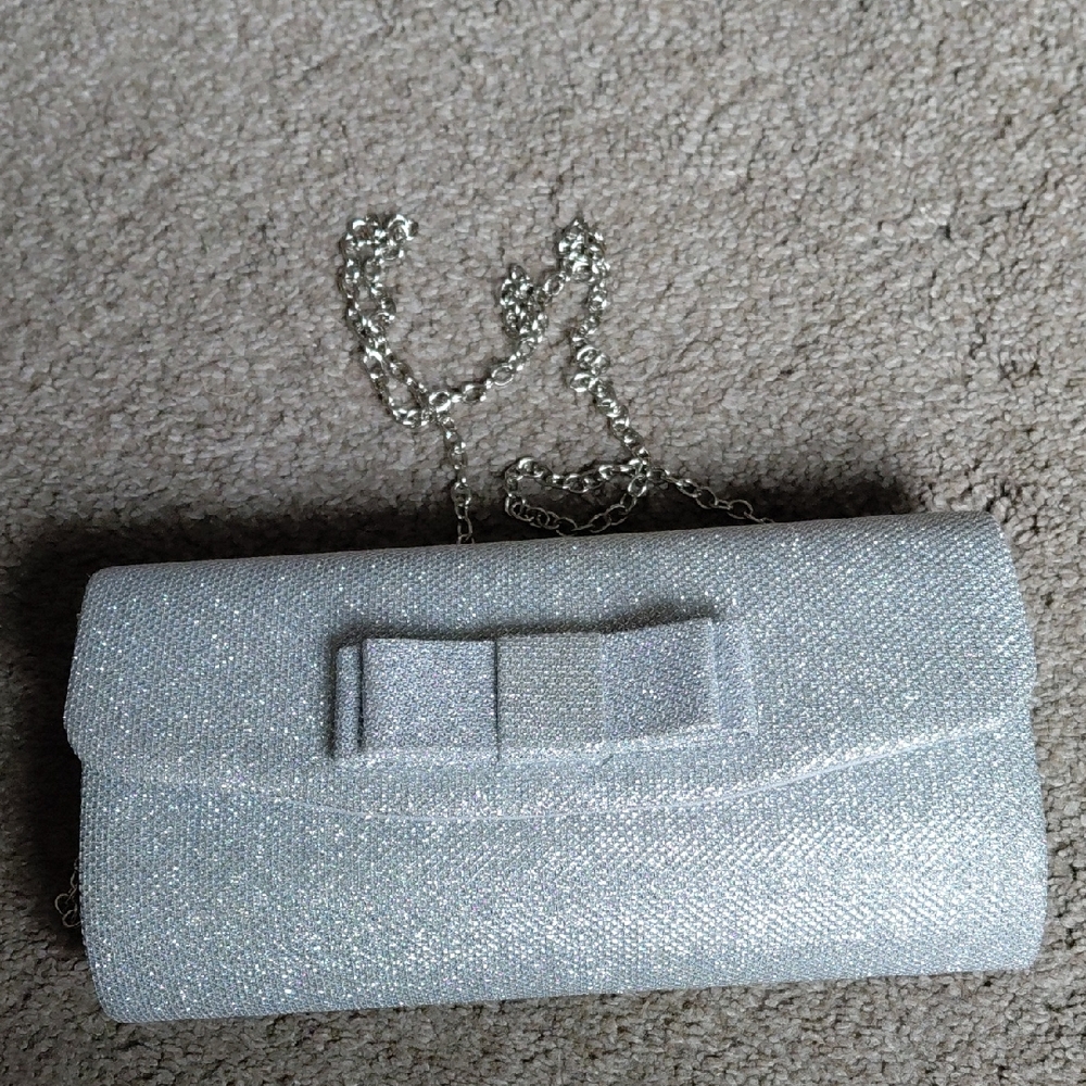 Chic Silver Clutch with Chain Strap